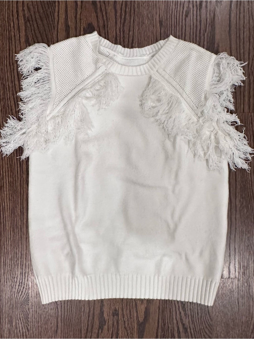 Unbranded White Fringe Sweater Vest Small